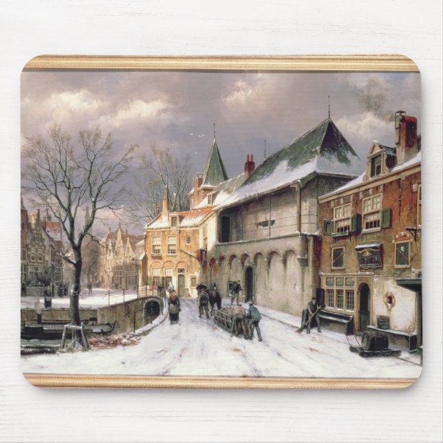 T31117 A View of a Dutch Town in Winter Mouse Pad (Front)