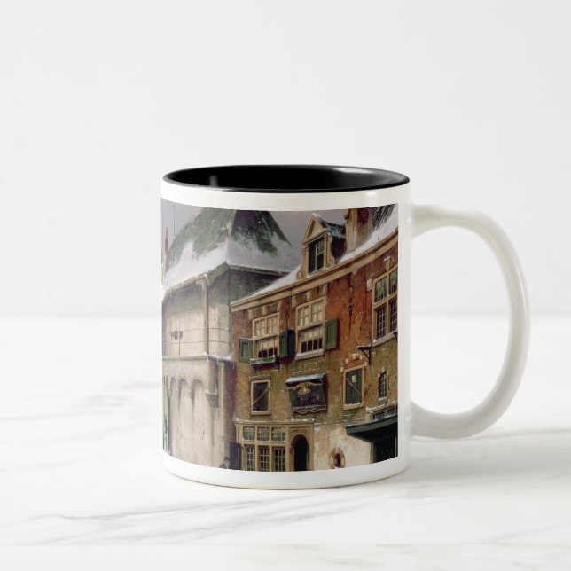 T31117 A View of a Dutch Town in Winter Two-Tone Coffee Mug (Right)