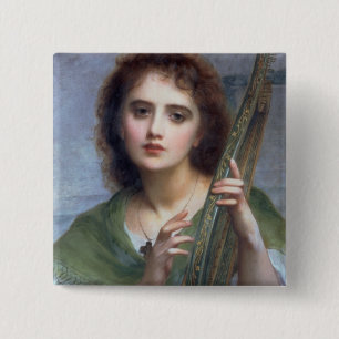 T31601 A Lady with Lyre (panel) 15 Cm Square Badge