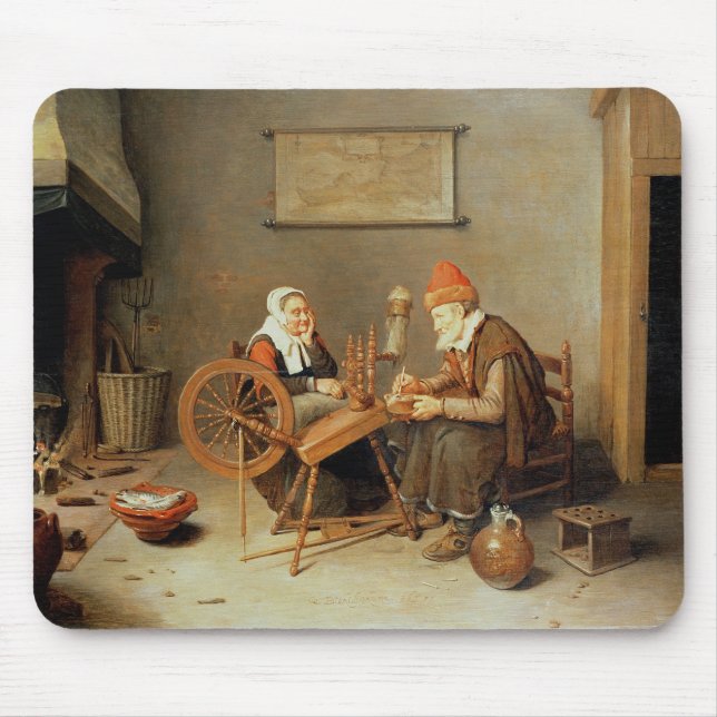 T31883 An interior with a old woman at a spinning Mouse Pad (Front)