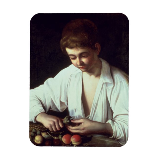 T31971 A Young Boy Peeling an Apple Magnet (Vertical)