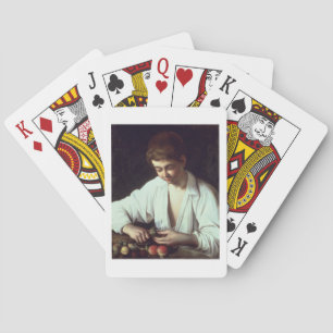 T31971 A Young Boy Peeling an Apple Playing Cards