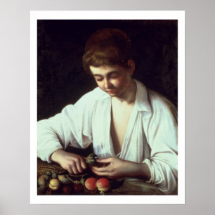 T31971 A Young Boy Peeling an Apple Poster