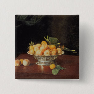 T32176 Still Life of Peaches, c.1700 15 Cm Square Badge
