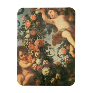 T32714 Two Putti Supporting a Flower Garland Magnet