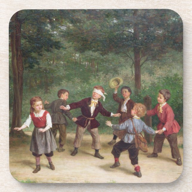 T33268 Blind Man's Buff 91316me; children; playing Coaster (Front)