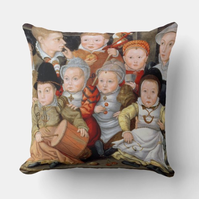 T33337 Portrait of a mother with her eight childre Cushion (Front)