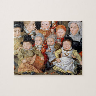 T33337 Portrait of a mother with her eight childre Jigsaw Puzzle