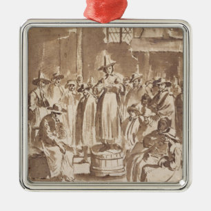 T34029 A Quaker Prayer Meeting (pen & ink on paper Metal Tree Decoration