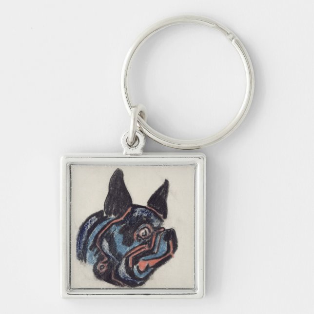T35228 Dog (pastel on paper) Key Ring (Front)