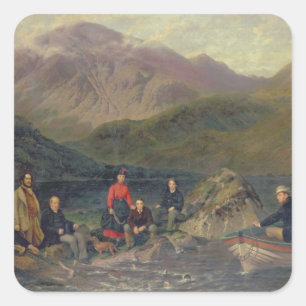 T7833 Fishing at Haweswater Square Sticker