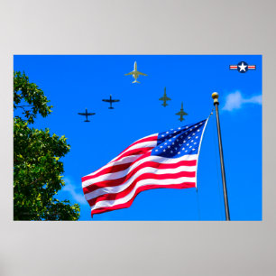 T-1A, T-38C and T-6A US FLAG FLYPAST Poster