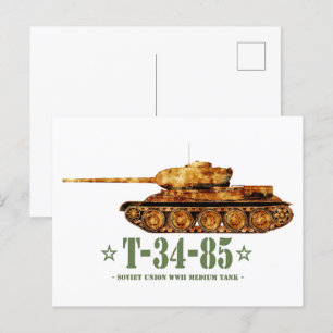 T-34-85 World War Two Soviet Medium Tank WWII Postcard