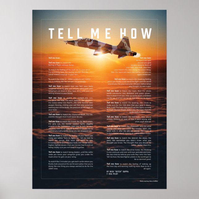 T-38 Talon with Tell Me How ode to flight Poster (Front)