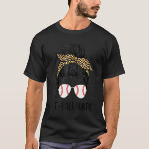T Ball Auntie Life Messy Bun Leopard Print Softbal T-Shirt
