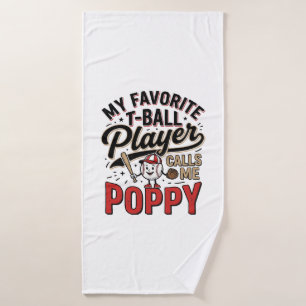 T-Ball Poppy Vintage Engraving Shirt Design_1 Bath Towel