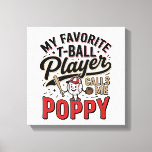 T-Ball Poppy Vintage Engraving Shirt Design_1 Canvas Print