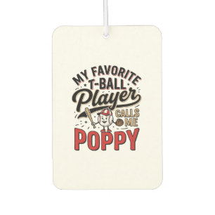 T-Ball Poppy Vintage Engraving Shirt Design_1 Car Air Freshener