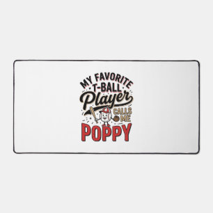 T-Ball Poppy Vintage Engraving Shirt Design_1 Desk Mat