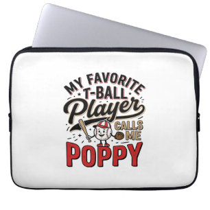 T-Ball Poppy Vintage Engraving Shirt Design_1 Laptop Sleeve