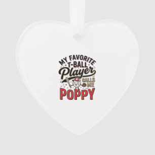 T-Ball Poppy Vintage Engraving Shirt Design_1 Ornament