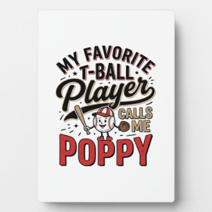 T-Ball Poppy Vintage Engraving Shirt Design_1 Plaque