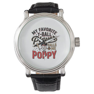 T-Ball Poppy Vintage Engraving Shirt Design_1 Watch