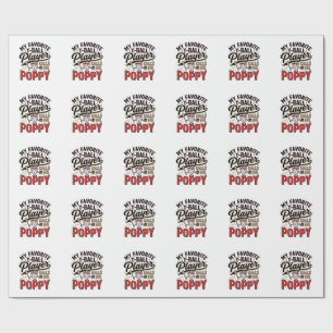 T-Ball Poppy Vintage Engraving Shirt Design_1 Wrapping Paper