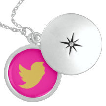 T BIRD STERLING SILVER LOCKET NECKLACE