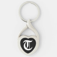 "T" Black Heart Keychain