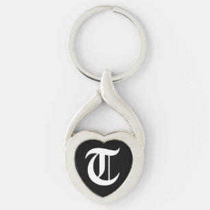 "T" Black Heart Keychain