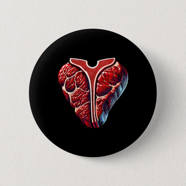 T-bone Steak Bbq Meat Lover  6 Cm Round Badge (Front)
