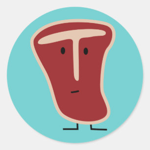 T-bone steak meat protein grilled beef fat bone classic round sticker
