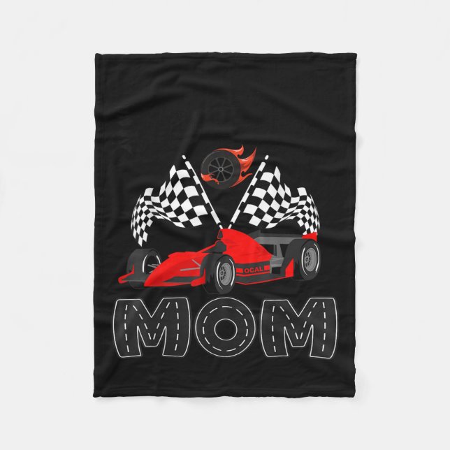 T Crew Mum Racing Car Birthday Boy Family Matching Fleece Blanket (Front)