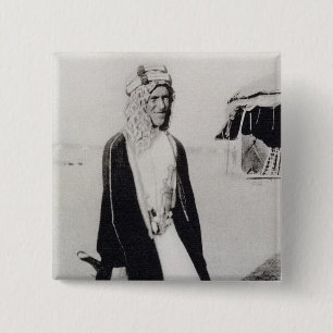 T. E. Lawrence in Arab Dress (b/w photo) 15 Cm Square Badge