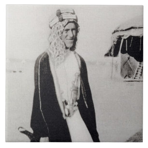 T. E. Lawrence in Arab Dress (b/w photo) Tile