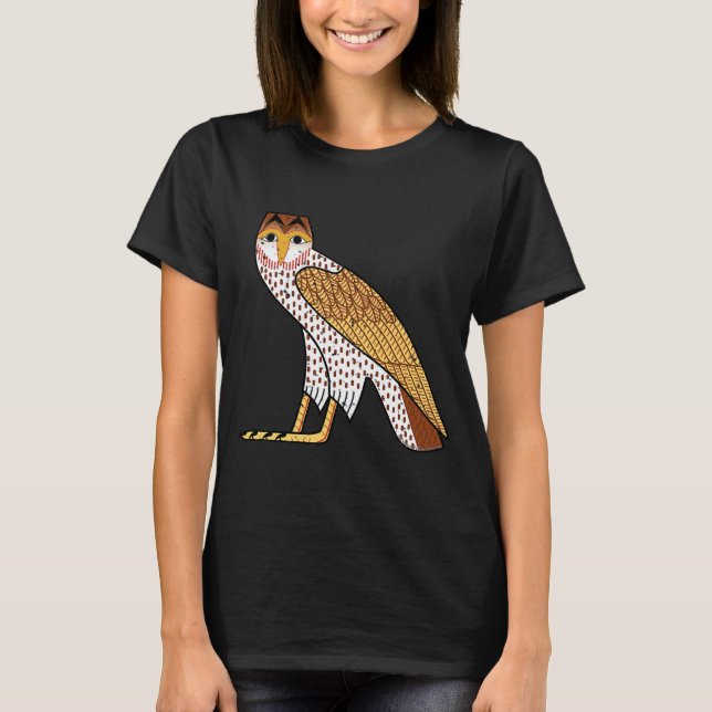 t Egyptian Owl Bird Hieroglyphic T-Shirt (Front)