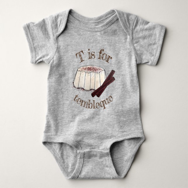 T is for Tembleque Puerto Rican Coconut Pudding Baby Bodysuit (Front)