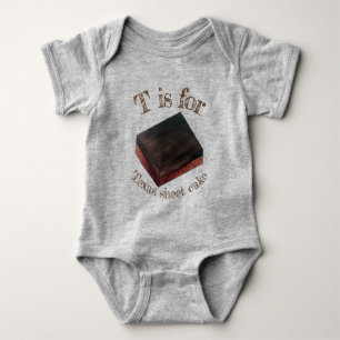 T is for Texas Sheet Cake Slice Texan Food Baby Bodysuit
