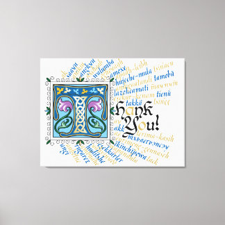 T is for Thank You Canvas Print - Blue & Gold