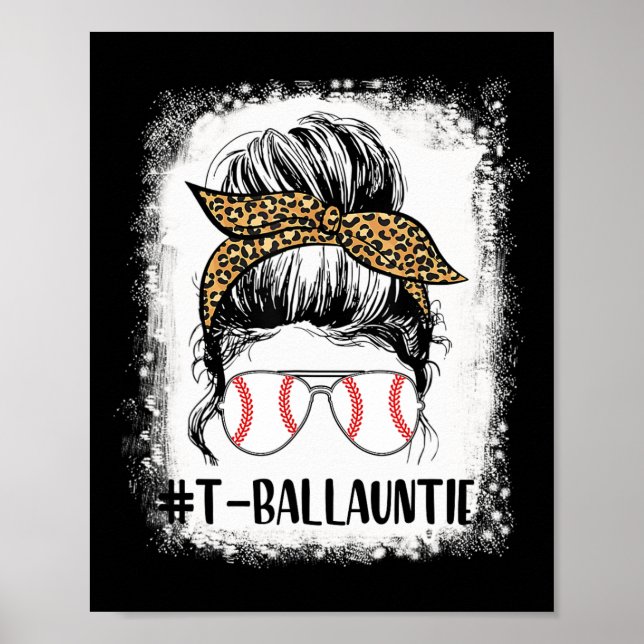 T-ll Auntie Life Messy Bun Leopard Print Softll  (Front)