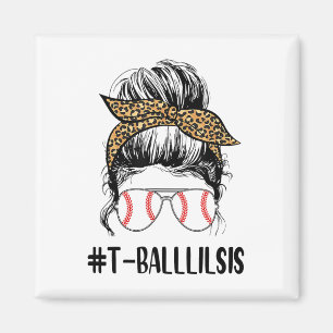 T-ll Lil Sis Life Messy Bun Leopard Print Softll Magnet
