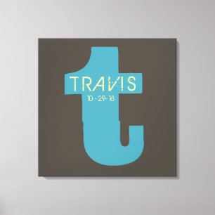 T Monogram Initial Bar Bat Mitzvah Sign-In Board Canvas Print
