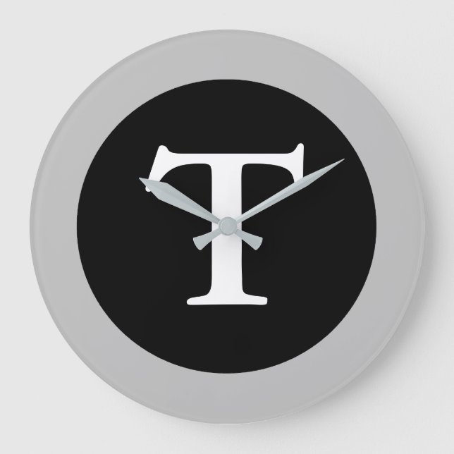 T :: Monogram T Large Modern Wall Clock (Front)