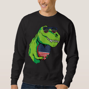 T Rex 4th Of July Cool American Flag Heart Patriot Sweatshirt
