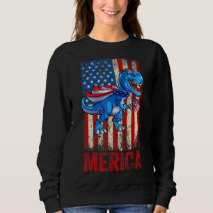 T Rex 4th Of July Dino Boys Men American Usa Flag Sweatshirt