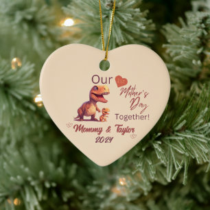  T-Rex and baby, Our First Mother'sDay Together Ceramic Tree Decoration