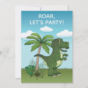 T-rex And Pteranodon Dinosaur Cute Kid's Birthday Invitation