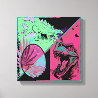 T Rex and Stegosaurus Dinosaur Canvas Art