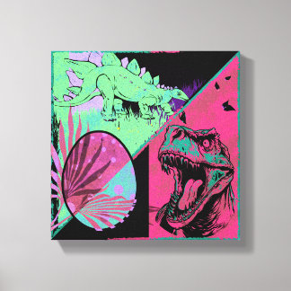 T Rex and Stegosaurus Dinosaur Canvas Art